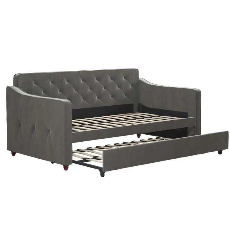 Vintage Upholstered Daybed with Trundle
