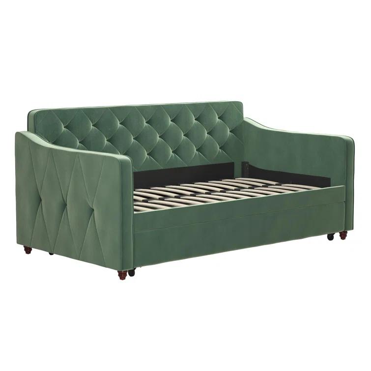 Vintage Upholstered Daybed with Trundle