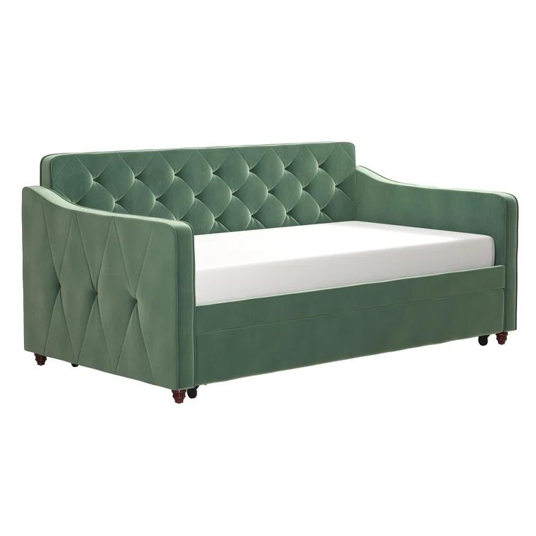 Vintage Upholstered Daybed with Trundle