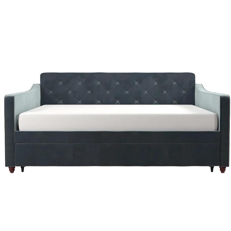Vintage Upholstered Daybed with Trundle