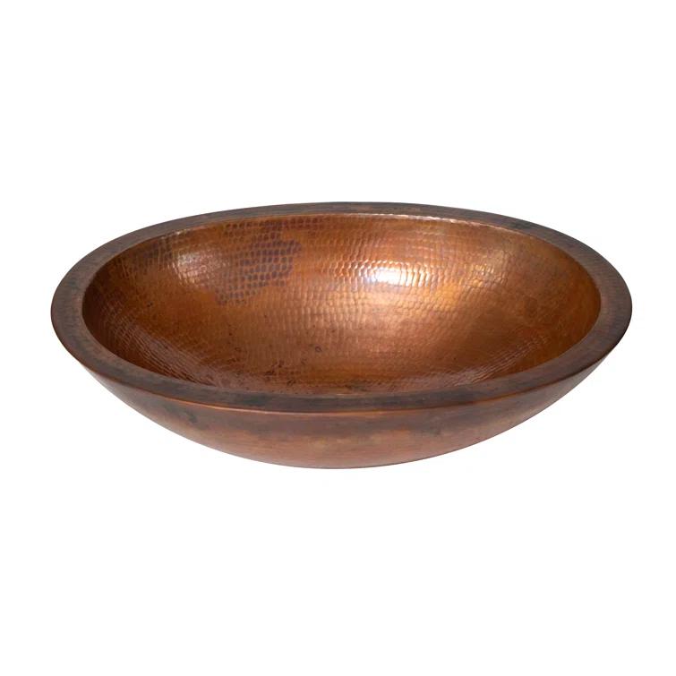 Title: Ambiente Mexican Copper Crafts 19x14" Oval Copper Bathroom Sink - Bronze Finish Small Undermount or Drop-in Sink for Bathroom