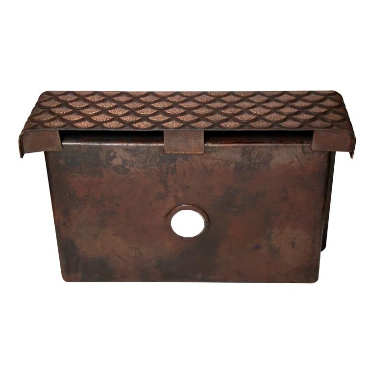 Ambiente CS-KIT-FAH-SGL-SQA-DK Ambiente Mexican Copper Crafts 33x22" Rectangular Single Bowl Copper Kitchen Sink - Bronze Farmhouse Drop-in or Undermount Sink
