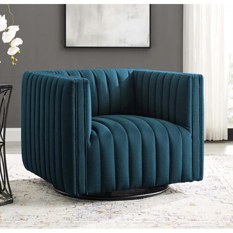 Modway Conjure Channel Tufted Performance Velvet Swivel Armchair