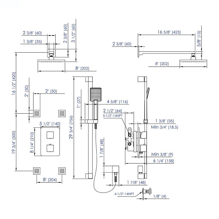 Complete Shower System with Rough in-Valve