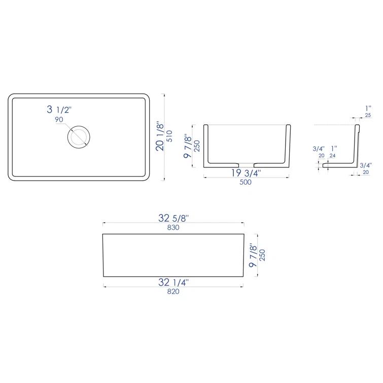 Alfi Brand ABCO3320SB 32'' L Farmhouse / Apron Single Bowl Fireclay Kitchen Sink