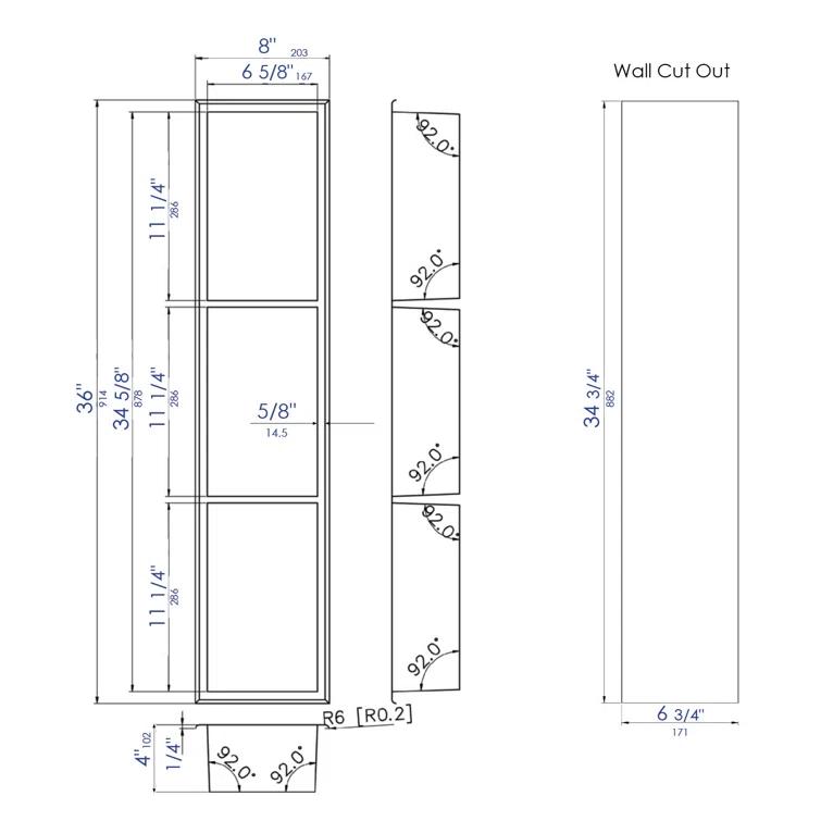 Vertical Stainless Steel Triple Shower Niche