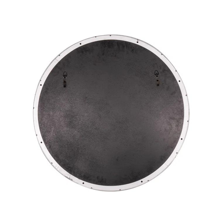 Franco 34" Classic Round Wall Mirror in Glossy Silver