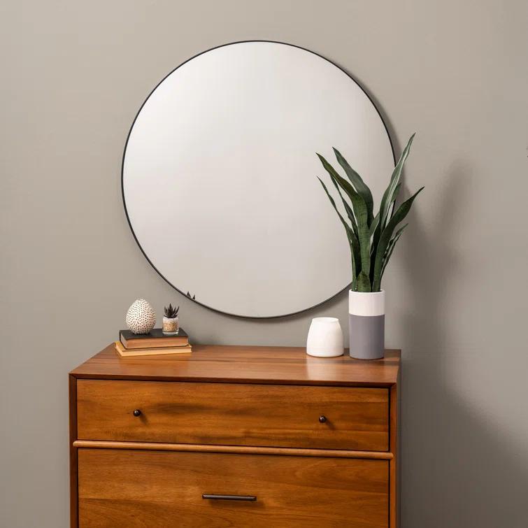 Elegant Franco 34" Round Silver and Gold Wall Mirror