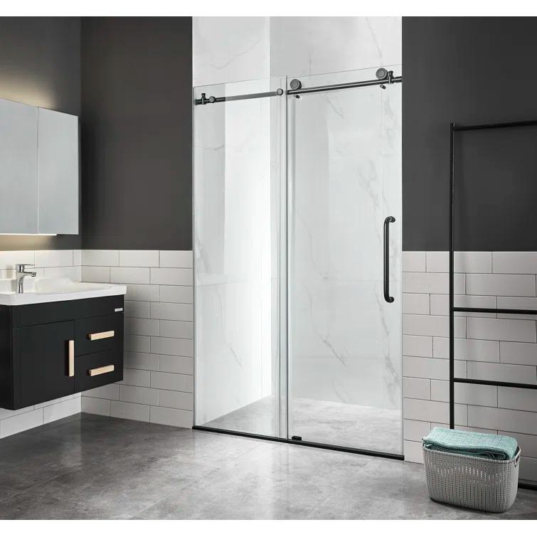 ANZZI SD-AZ13-01MB Madam Series 48" W x 76" H Single Sliding Semi-Frameless Shower Door
