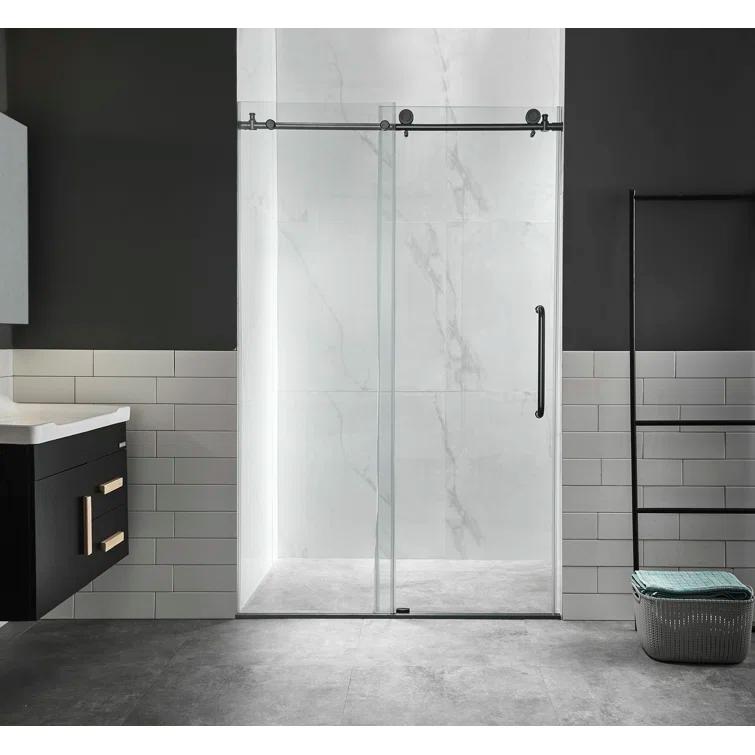 ANZZI SD-AZ13-01MB Madam Series 48" W x 76" H Single Sliding Semi-Frameless Shower Door