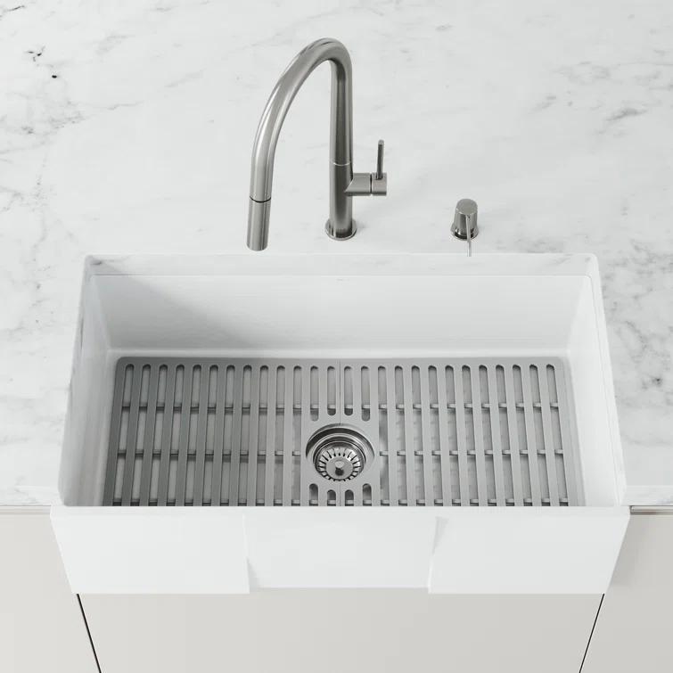 Silicone Grid VIGO Matte Stone 32" L x 15" W Bottom Sink Grid for 36 in. Single Bowl Kitchen Sink