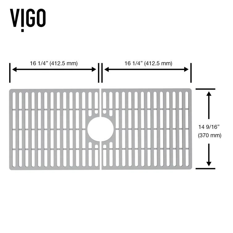 Silicone Grid VIGO Matte Stone 32" L x 15" W Bottom Sink Grid for 36 in. Single Bowl Kitchen Sink