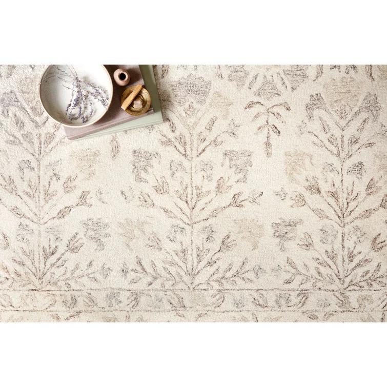 Aden Floral Handmade Hooked Wool Ivory/ Brown/Grey Area Rug