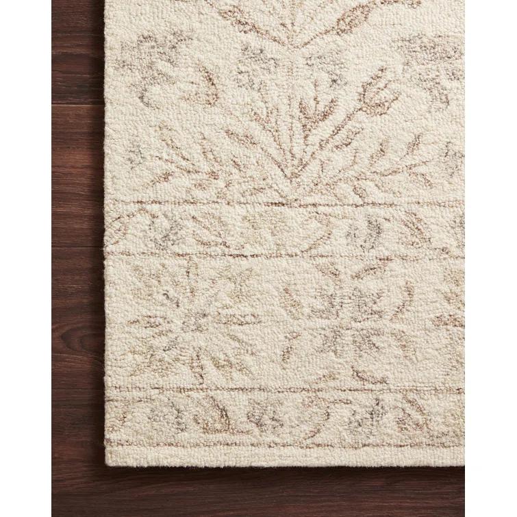 Aden Floral Handmade Hooked Wool Ivory/ Brown/Grey Area Rug