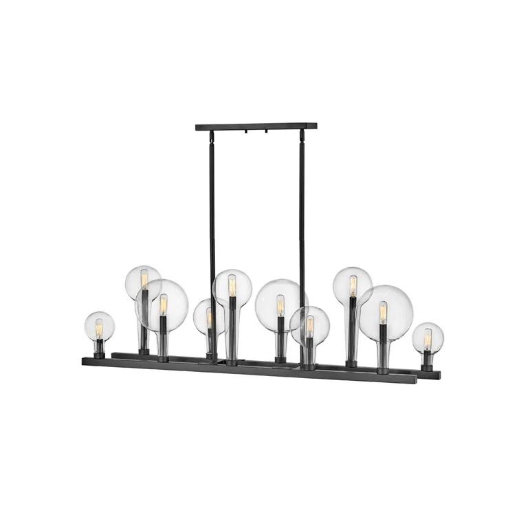 Ten Light Linear Chandelier In Transitional-Industrial Style 48.25 Inches Wide By 17 Inches High-Black Finish Hinkley Lighting 30528Bk