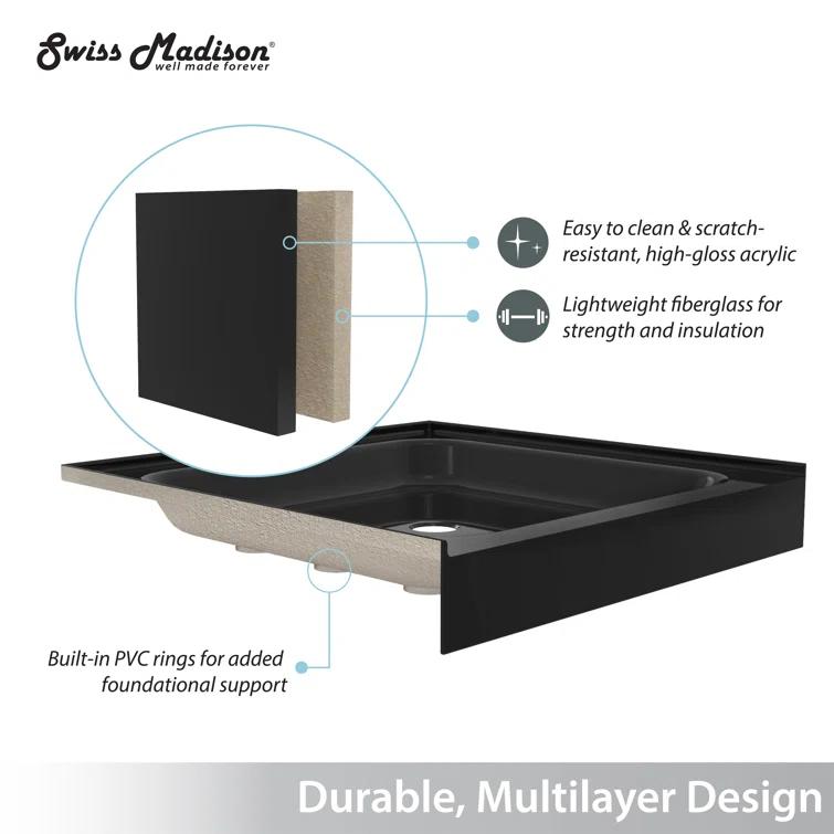 Voltaire 36" x 36" Single-Threshold, Center Drain, Shower Base