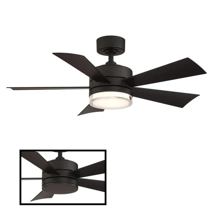 Wynd 5 - Blade Outdoor /Indoor Smart Ceiling Fan with Remote Control and LED Light Kit Included, Works With Alexa and iOS or Android App