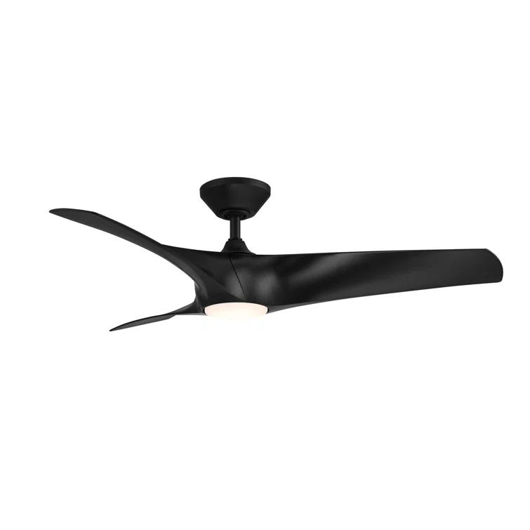 Zephyr 62" Matte Black Dimmable LED Smart Ceiling Fan with Remote Control