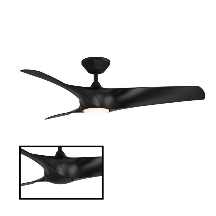 Zephyr 62" Matte Black Dimmable LED Smart Ceiling Fan with Remote Control