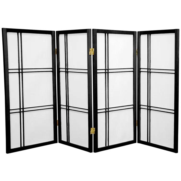 4 ft. Short Double Cross Shoji Screen - Black - 4 Panels