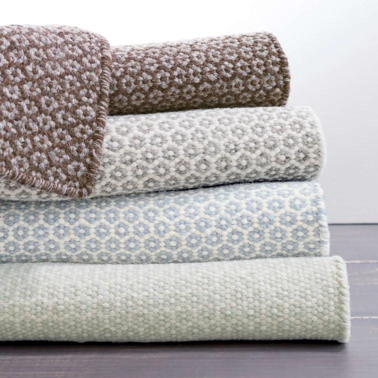 Honeycomb French Blue/Ivory Handwoven Wool Rug