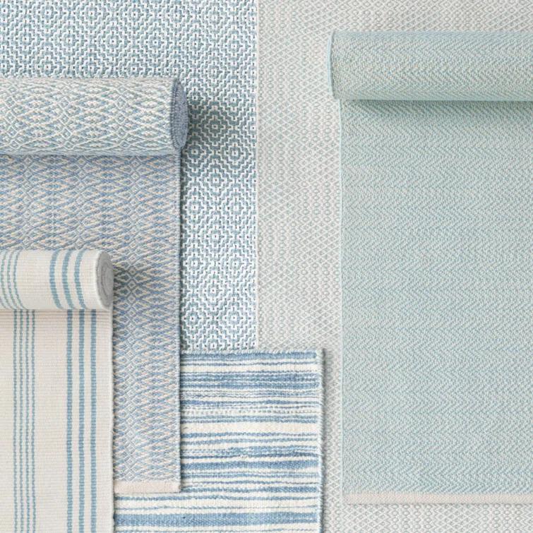 Honeycomb French Blue/Ivory Handwoven Wool Rug