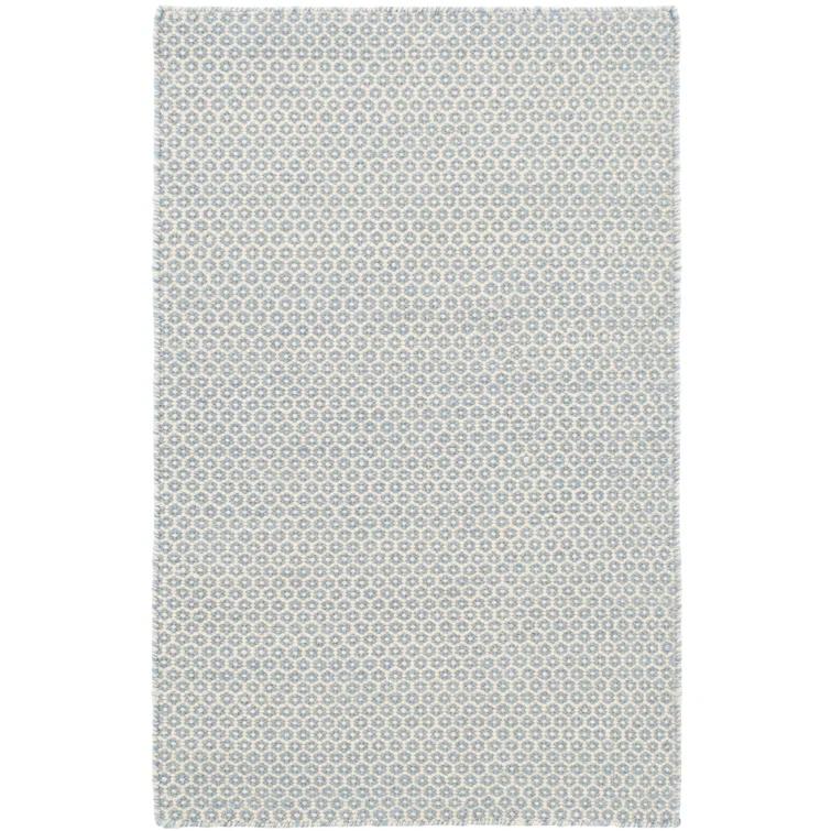 Honeycomb French Blue/Ivory Handwoven Wool Rug