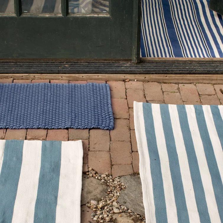 Rugby Stripe Denim Handwoven Indoor/Outdoor Rug