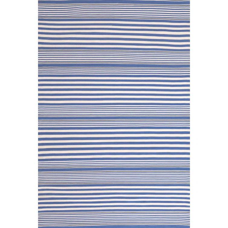 Rugby Stripe Denim Handwoven Indoor/Outdoor Rug