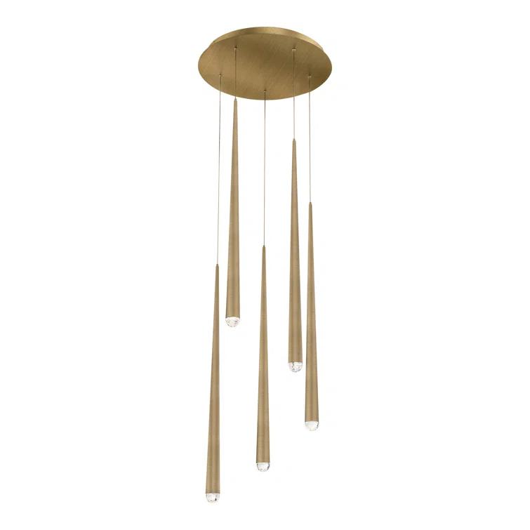 Cascade 5 - Light Aged Brass LED Cluster Pendant
