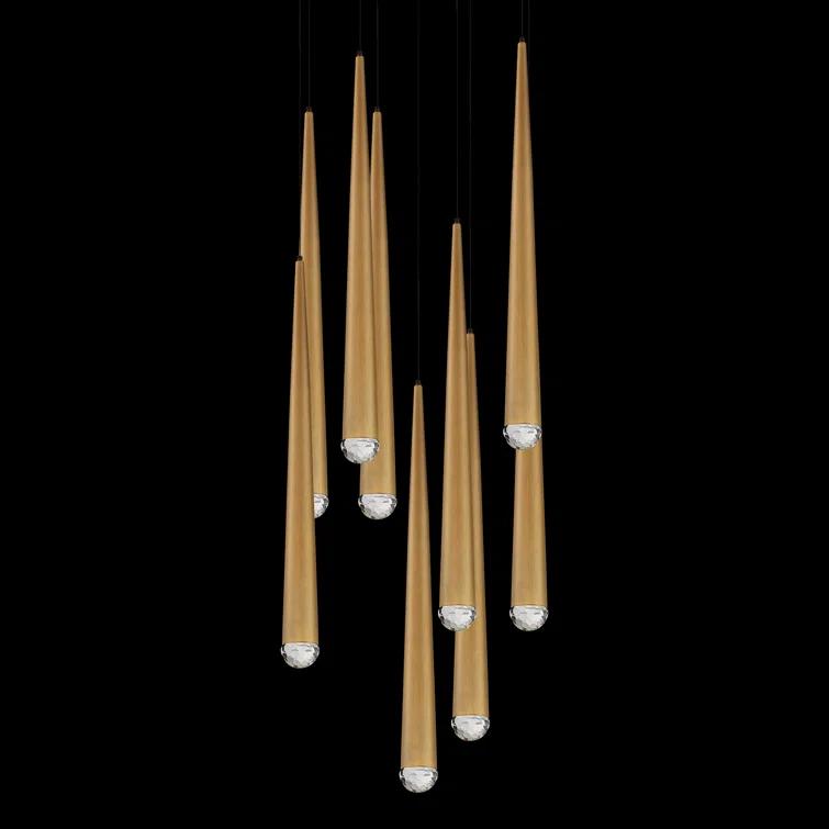 Cascade 9 - Light Aged Brass LED Cluster Pendant