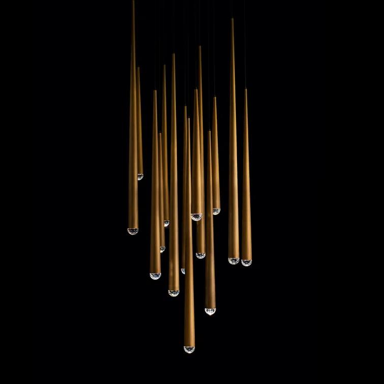 Cascade 15 - Light Aged Brass LED Cluster Pendant