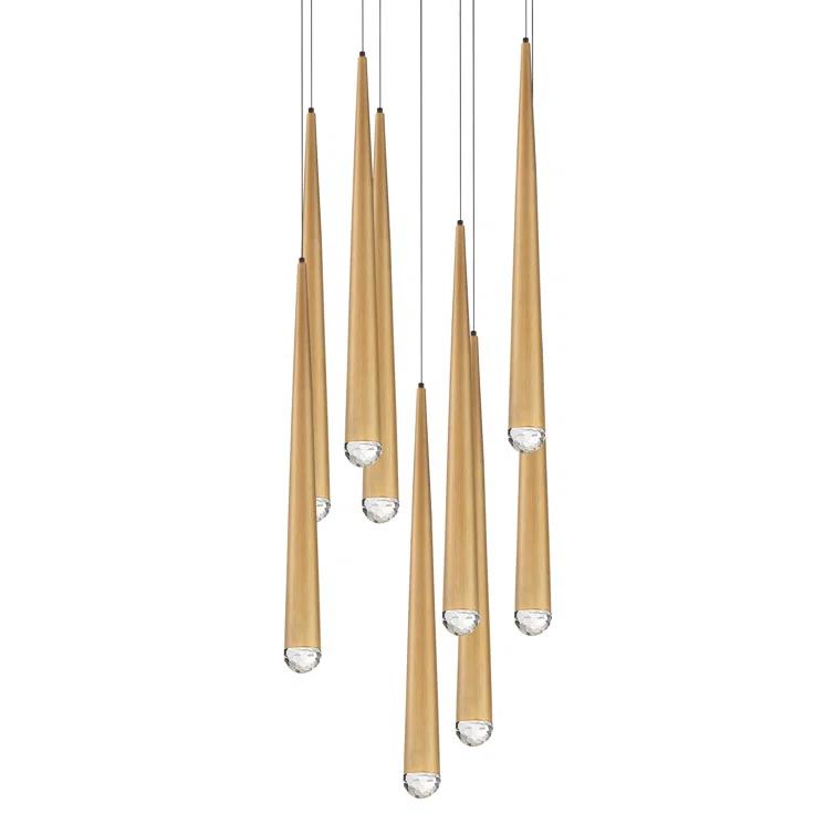 Cascade 9 - Light Aged Brass LED Cluster Pendant