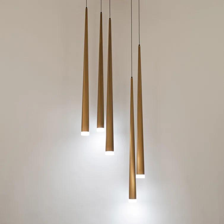 Cascade 5 - Light Aged Brass LED Cluster Pendant