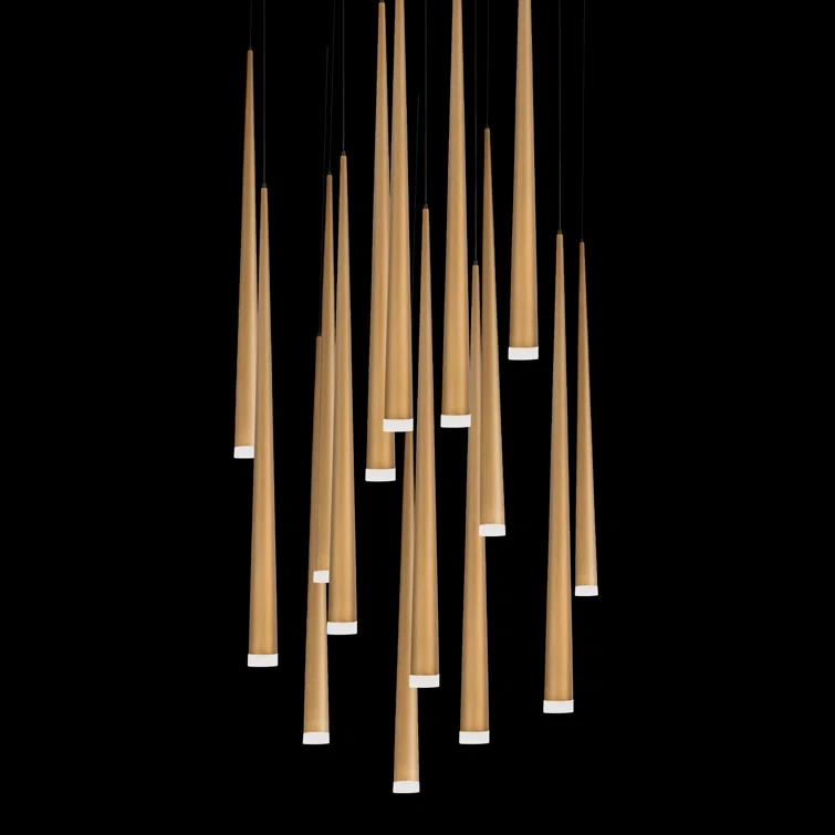 Cascade 15 - Light Aged Brass LED Cluster Pendant