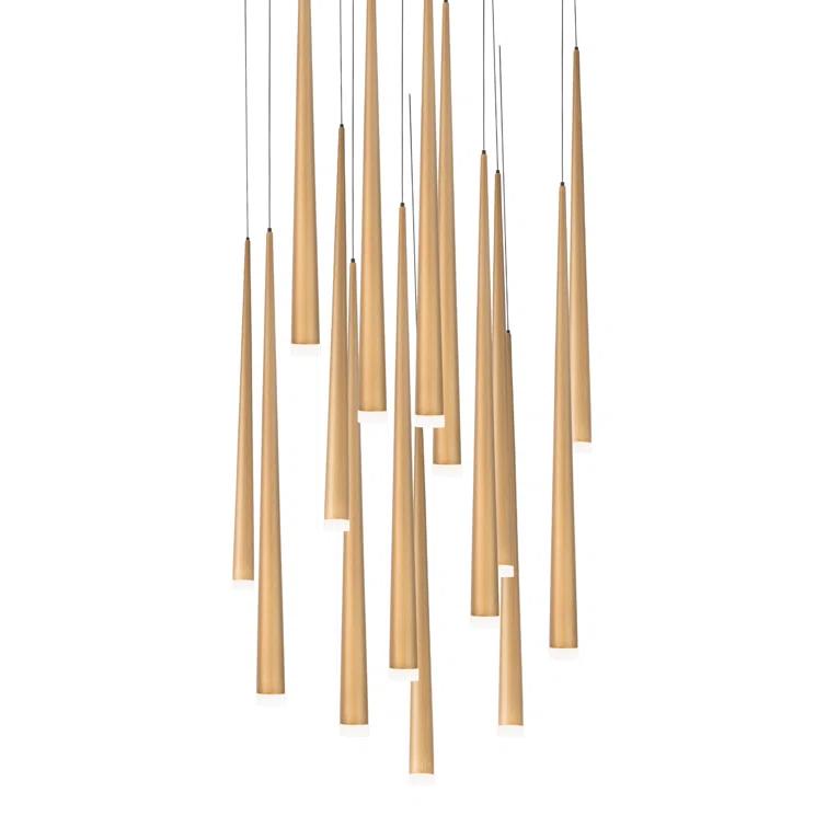 Cascade 15 - Light Aged Brass LED Cluster Pendant