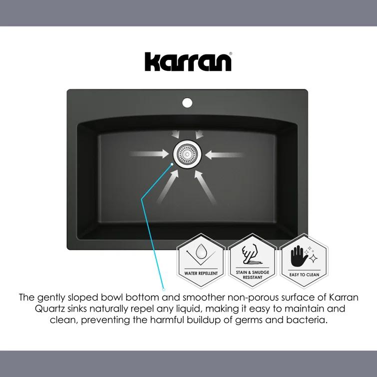 Karran Karran Drop-in Quartz Composite 33'' X 22'' 1-Hole Single Bowl Kitchen Sink QT-712-CN