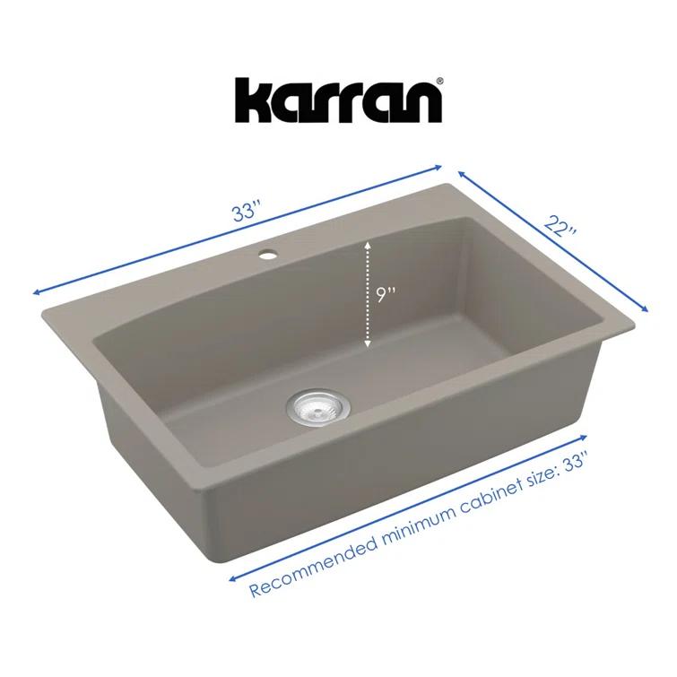 Karran Karran Drop-in Quartz Composite 33'' X 22'' 1-Hole Single Bowl Kitchen Sink QT-712-CN