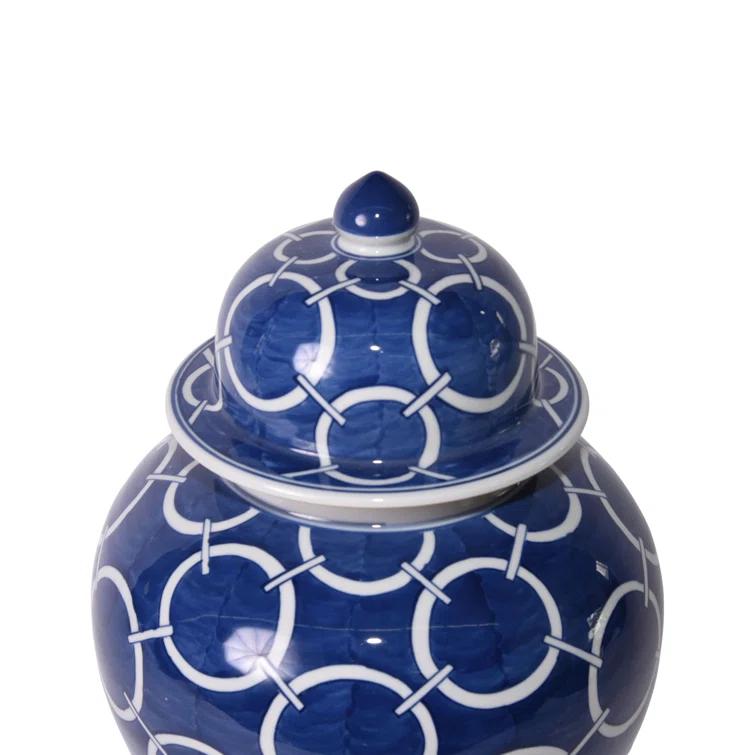 Indigo Blue Handmade High-Fire Porcelain Temple Jar
