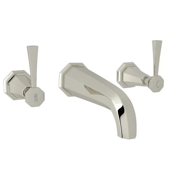 Elegant Polished Nickel 2-Handle Wall-Mounted Widespread Faucet