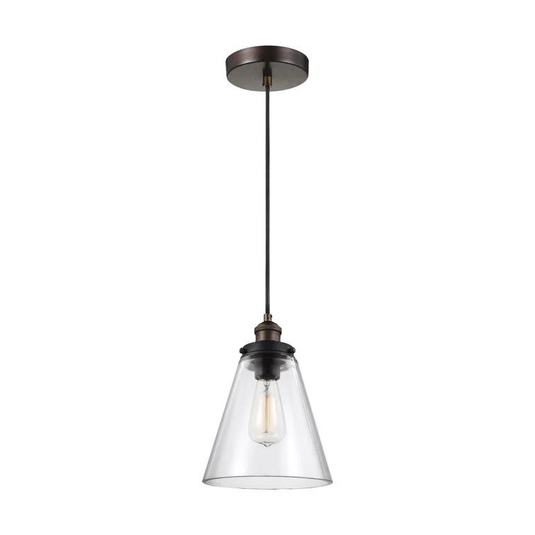 Elegant Baskin 10.75" Pendant in Painted Aged Brass with Clear Glass