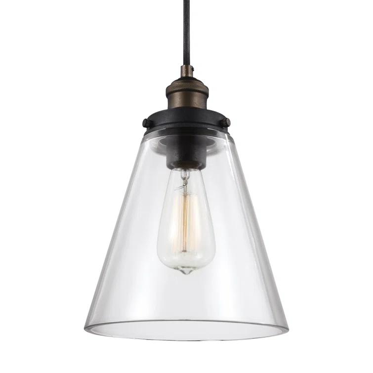 Elegant Baskin 10.75" Pendant in Painted Aged Brass with Clear Glass