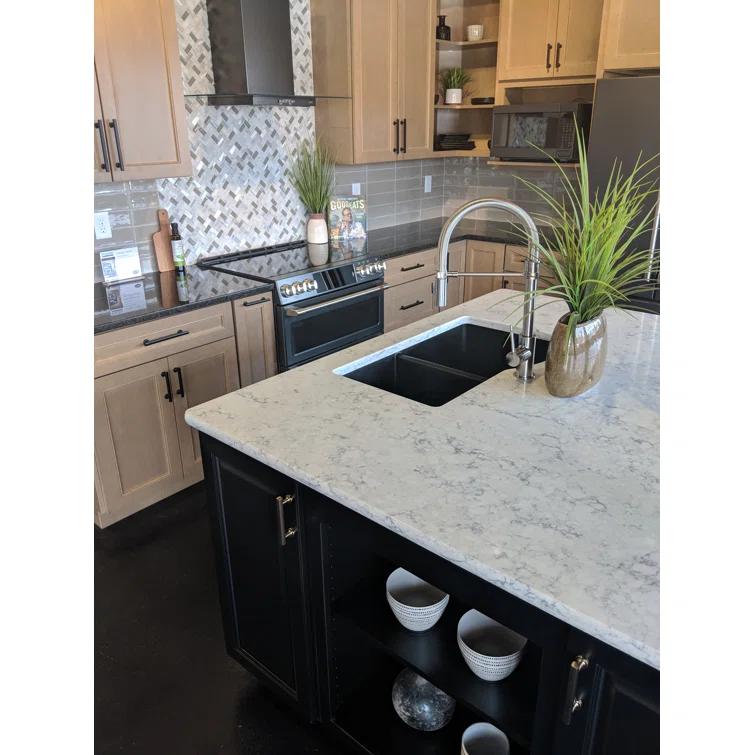 Karran Undermount Quartz Composite 32'' X 21'' 60/40 Double Bowl Kitchen Sink