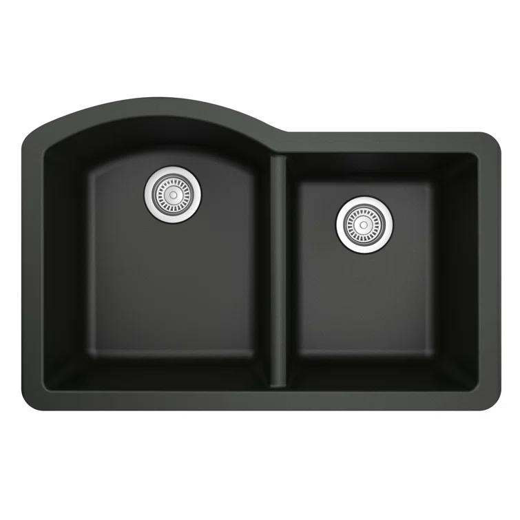 Karran Undermount Quartz Composite 32'' X 21'' 60/40 Double Bowl Kitchen Sink