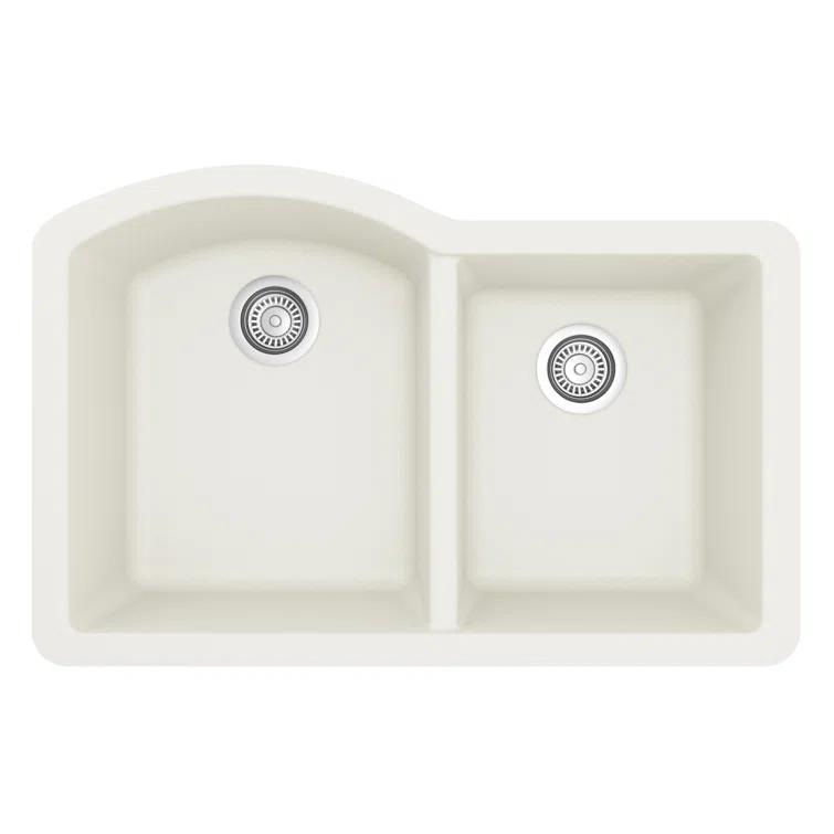 Karran Undermount Quartz Composite 32'' X 21'' 60/40 Double Bowl Kitchen Sink