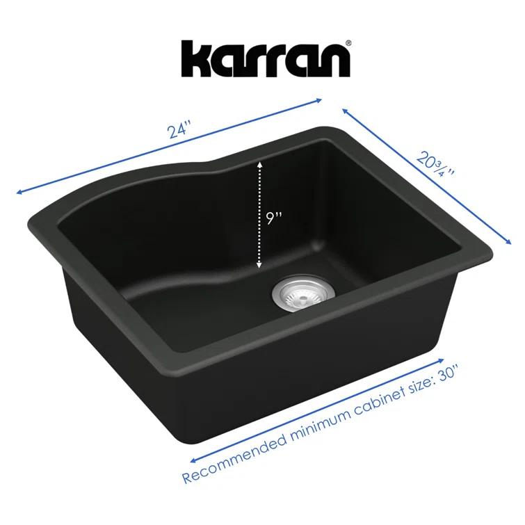 Karran Undermount Quartz Composite 24'' X 20-3/4'' Single Bowl Kitchen Sink
