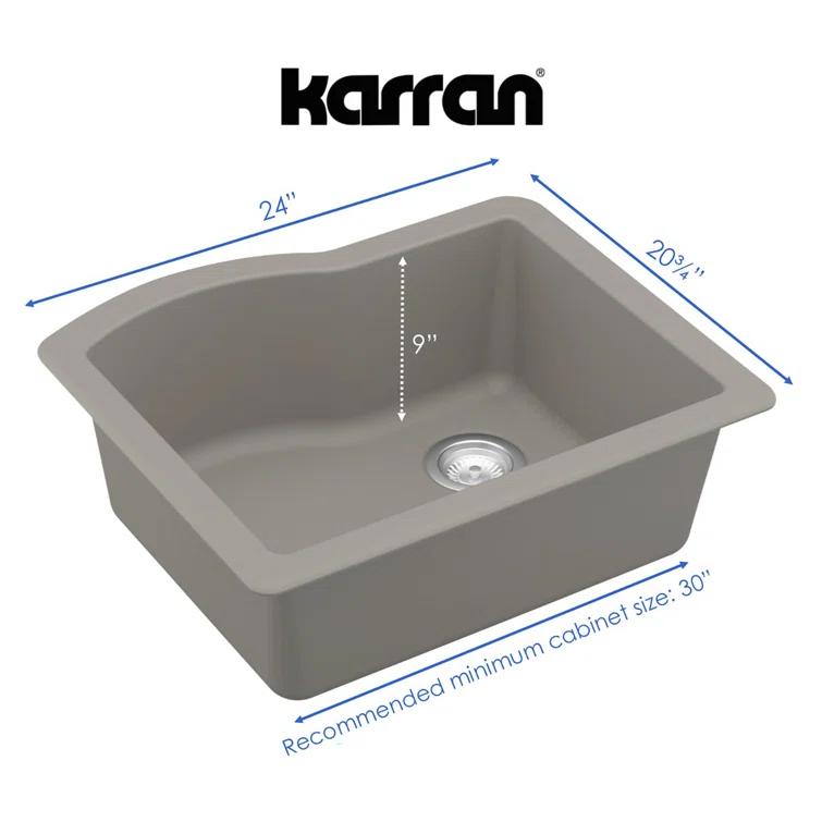 Karran Undermount Quartz Composite 24'' X 20-3/4'' Single Bowl Kitchen Sink