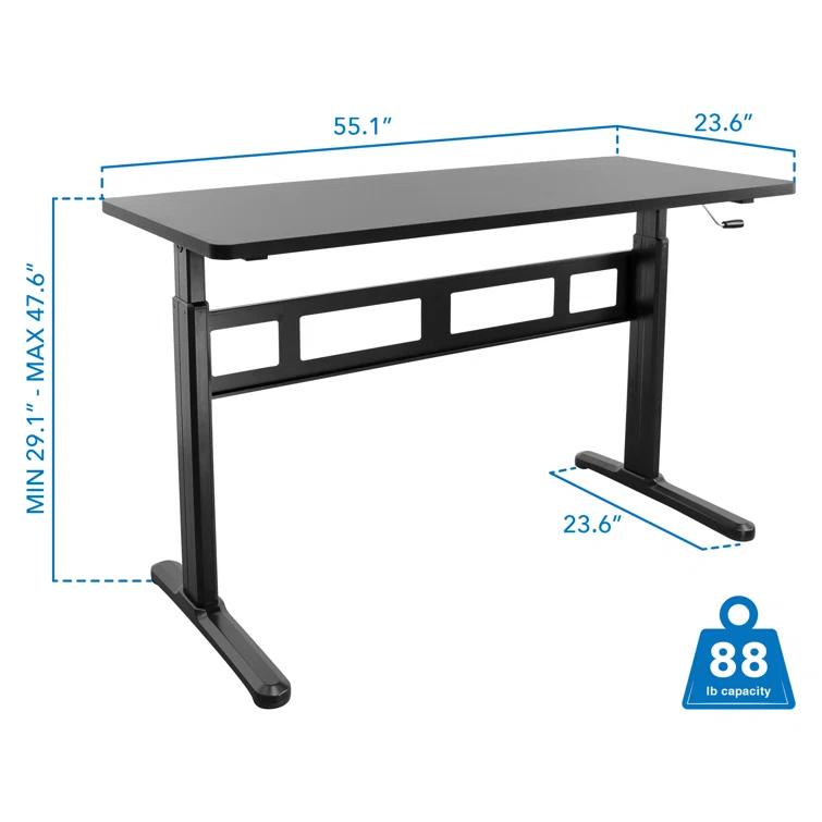 Mount-it Mount-It! Height Adjustable Hand Crank Sit-Stand Desk, Frame and Tabletop Included, 88 Lbs. Capacity