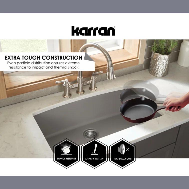 Karran Undermount Quartz Composite 33-1/2'' X 21'' Single Bowl Kitchen Sink