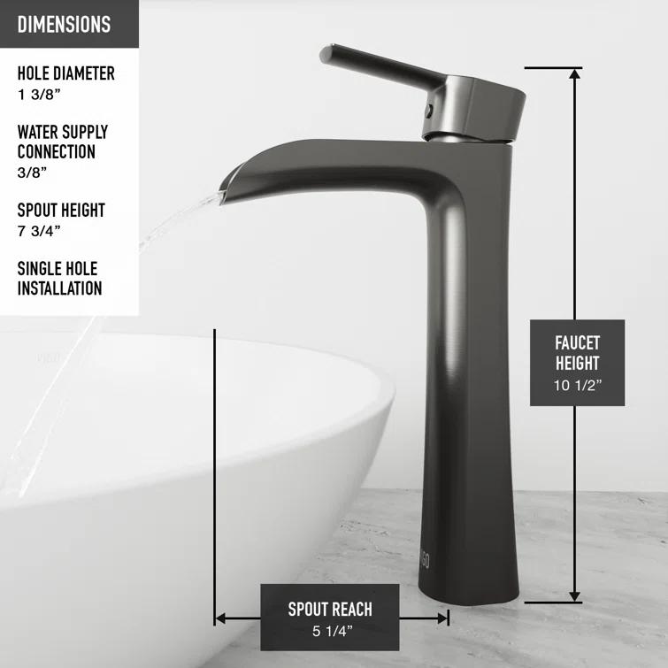 Niko 11" H Single Handle Vessel Sink Bathroom Faucetwith Pop-up Drain
